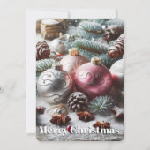 Kerstversieringen en -takken feestdagenkaart (Voorkant)