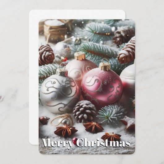 Kerstversieringen en -takken feestdagenkaart (Voorkant / Achterkant)