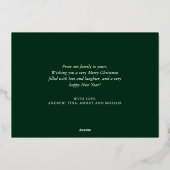 Kerstversieringen Familie Foto's Groen Goud Folie Feestdagenkaart (Achterkant)