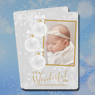 kerstversieringen Foto Baby Birth Announements Feestdagenkaart