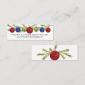 Kerstversieringen, huwelijkswebsite RSVP Mini Visitekaartje (Voorkant / Achterkant)