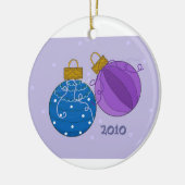 Kerstversieringen in blauw en Paars Keramisch Ornament (Links)