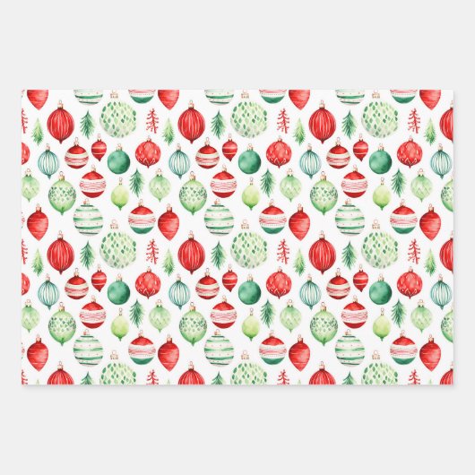 Kerstversieringen, kousen en Cadeaus Inpakpapier Vel (Voorkant)