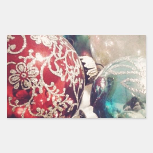 kerstversieringen leven nog steeds rechthoekige sticker (Voorkant)