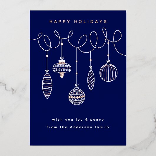 Kerstversieringen met foliepersontwerp folie feestdagenkaart (Voorkant)