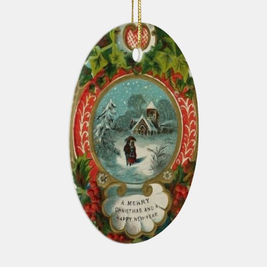 kerstversieringen met gevlekte kerst - Sneeuw met  Keramisch Ornament (Rechts)