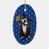 kerstversieringen met Hondenliefhebber | Blauwe Pi Keramisch Ornament (Rechts)