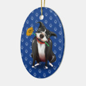 kerstversieringen met Hondenliefhebber | Blauwe Pi Keramisch Ornament (Links)