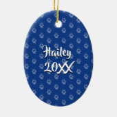 kerstversieringen met Hondenliefhebber | Blauwe Pi Keramisch Ornament (Achterkant)