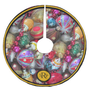 Kerstversieringen met kralen en monogram kerstboom rok