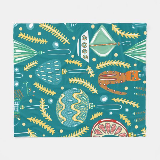 kerstversieringen naadloos. Bright Fleece Deken (Voorkant (Horizontaal))