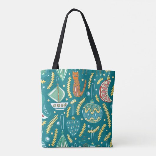 kerstversieringen naadloos. Bright Tote Bag (Achterkant)