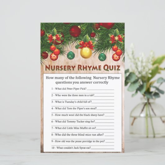 kerstversieringen Nursery Rhyme Quiz game (Staand voorkant)