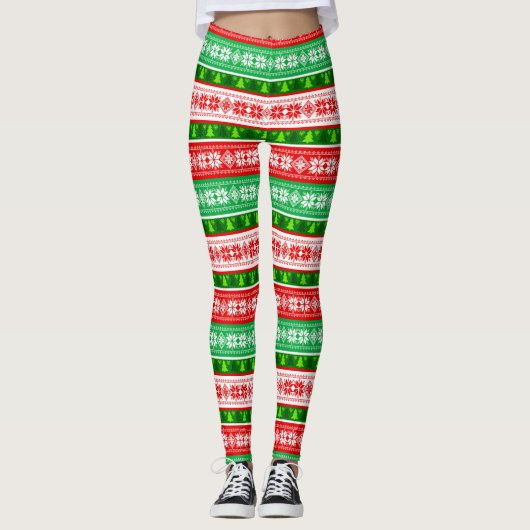 KERSTVERSIERINGEN ONTWERP ROOD WIT GROEN LEGGINGS (Voorkant)