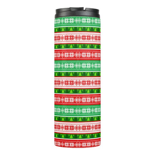 KERSTVERSIERINGEN ONTWERP ROOD WIT GROEN THERMOSBEKER (Achterkant)