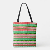 KERSTVERSIERINGEN ONTWERP ROOD WIT GROEN TOTE BAG (Achterkant)
