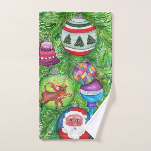 Kerstversieringen op de boshanddoek handdoek (Handdoek)