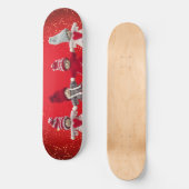 kerstversieringen op een rode achtergrond persoonlijk skateboard (Voorkant)