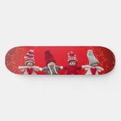 kerstversieringen op een rode achtergrond persoonlijk skateboard (Horizontaal)