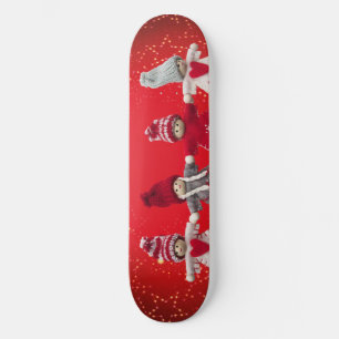 kerstversieringen op een rode achtergrond persoonlijk skateboard