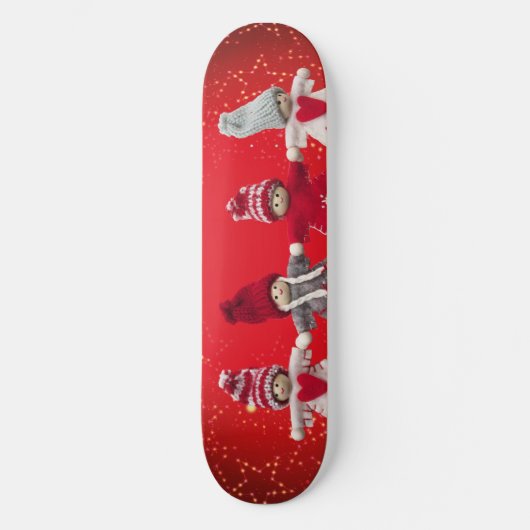 kerstversieringen op een rode achtergrond persoonlijk skateboard (Voorkant)