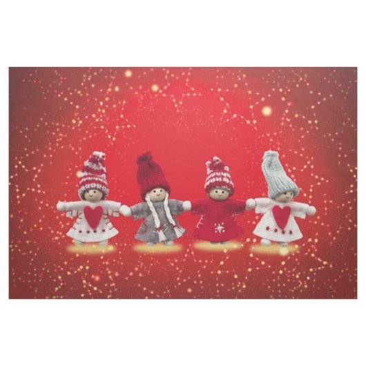 kerstversieringen op een rode achtergrond stof (Yard (91,4 cm))