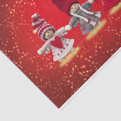 kerstversieringen op een rode achtergrond tissuepapier (Detail)