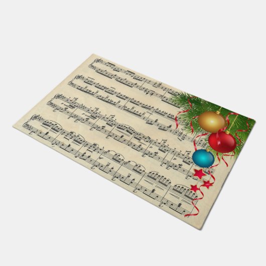 kerstversieringen op muziek deurmat (Schuin)