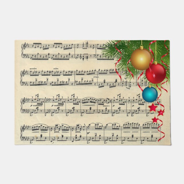 kerstversieringen op muziek deurmat (Voorkant)