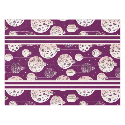 kerstversieringen op Plum Tablecloth Tafelkleed (Voorkant (Horizontaal))
