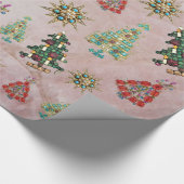 kerstversieringen op Roos kwartz-omslagpapier Cadeaupapier (Hoek)