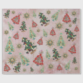 kerstversieringen op Roos kwartz-omslagpapier Cadeaupapier (Vlak)