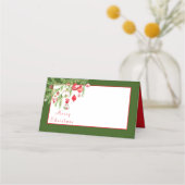 Kerstversieringen op tak plaatskaartje (Voorkant)