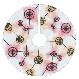 Kerstversieringen op waterverf splatter kerstboom rok