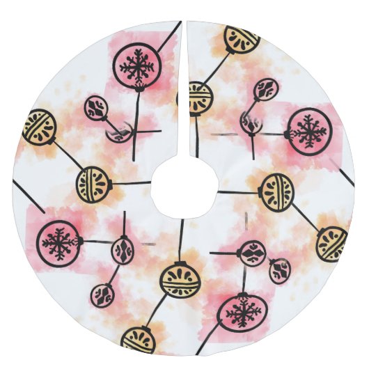 Kerstversieringen op waterverf splatter kerstboom rok (Voorkant)