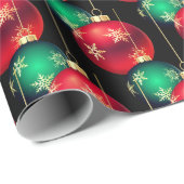 kerstversieringen op zwart cadeaupapier (Rol Hoek)