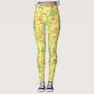 Kerstversieringen Patroon 02 L Geel BG Leggings