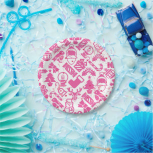 Kerstversieringen patroon.pink.07 papieren bordje