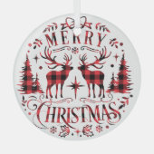 Kerstversieringen, Rendieren Kerstbomen Glas Ornament (Voorkant)