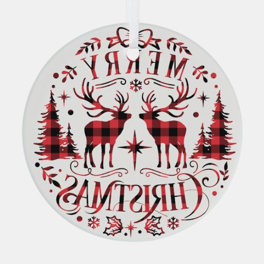 Kerstversieringen, Rendieren Kerstbomen Glas Ornament (Achterkant)