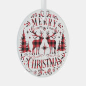 Kerstversieringen, Rendieren Kerstbomen Glas Ornament (Voorkant Rechts)