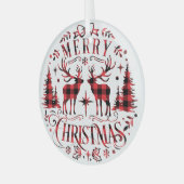 Kerstversieringen, Rendieren Kerstbomen Glas Ornament (Voorkant links)