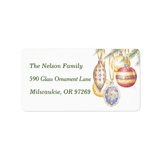 Kerstversieringen retourneren adreslabels etiket (Voorkant)