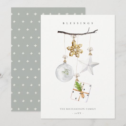 kerstversieringen Star Cookie Chime Blessings Feestdagenkaart (Voorkant / Achterkant)