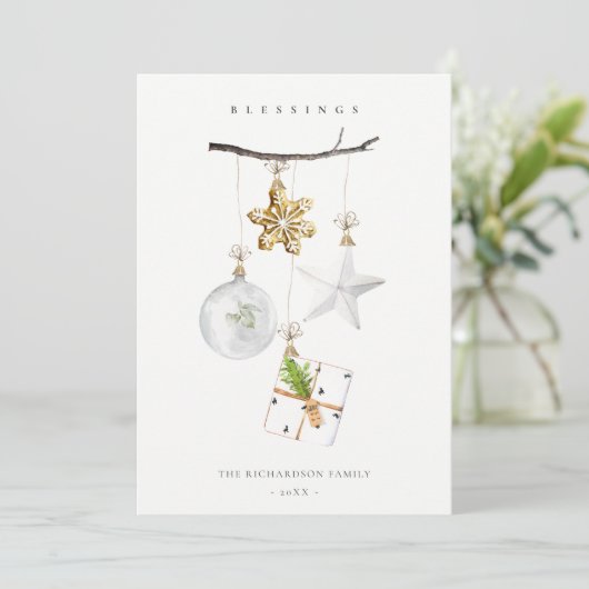 kerstversieringen Star Cookie Chime Blessings Feestdagenkaart (Staand voorkant)