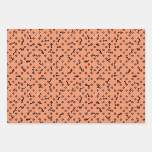 kerstversieringen, sterren, kegels, vogels op inpakpapier vel (Voorkant 3)