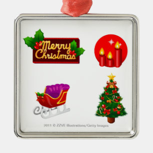 kerstversieringen tegen witte achtergrond metalen ornament