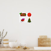 kerstversieringen tegen witte achtergrond poster (Keuken)