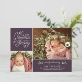 Kerstverslaafden Foto geboorteaankondiging Feestdagenkaart (Staand voorkant)