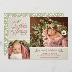 Kerstverslaafden Foto geboorteaankondiging   Tan Feestdagenkaart